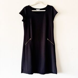 Shelby & Palmer Black Mini Dress with Gold Zippers Size 14